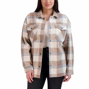 NWT HFX Women's Button Down Front Pocket Shirt Jacket Gray Size S $80 1D038